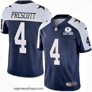 Enchanting Nike Cowboys 4 Dak Prescott Navy Blue Thanksgiving Stitched With Established In 1960 Patch NFL Vapor Untouchable Limited Throwback Jersey