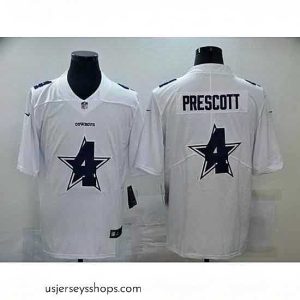 Sensational Nike Cowboys 4 Dak Prescott White Shadow Logo Limited Jersey