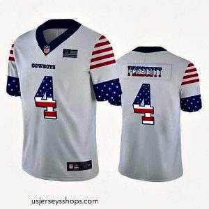 Breathtaking Nike Cowboys 4 Dak Prescott White USA Flag Fashion Limited Jersey