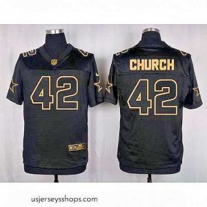 Stunning Nike Cowboys #42 Barry Church Black Mens Stitched NFL Elite Pro Line Gold Collection Jersey