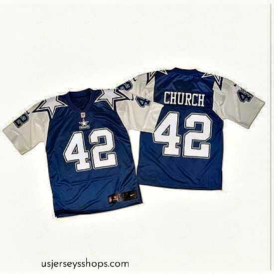 Sensational Nike Cowboys #42 Barry Church Navy BlueWhite Throwback Mens Stitched NFL Elite Jersey