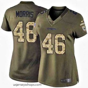Stellar Nike Cowboys #46 Alfred Morris Green Womens Stitched NFL Limited Salute to Service Jers