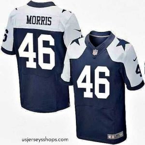 Magnificent Nike Cowboys #46 Alfred Morris Navy Blue Thanksgiving Mens Stitched NFL Throwback Elite Jersey