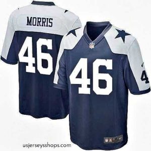 Stellar Nike Cowboys #46 Alfred Morris Navy Blue Thanksgiving Stitched NFL Throwback Elite Jersey