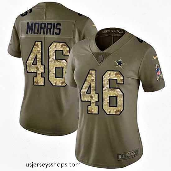 Stellar Nike Cowboys #46 Alfred Morris Olive Camo Womens Stitched NFL Limited 2017 Salute to Service Jersey