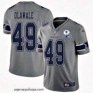 Magnificent Nike Cowboys 49 Jamize Olawale Gray Stitched With Established In 1960 Patch NFL Limited Inverted Legend Jersey