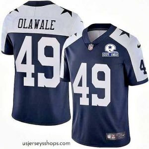 Magnificent Nike Cowboys 49 Jamize Olawale Navy Blue Thanksgiving Stitched With Established In 1960 Patch NFL Vapor Untouchable Limited Throwback Jersey