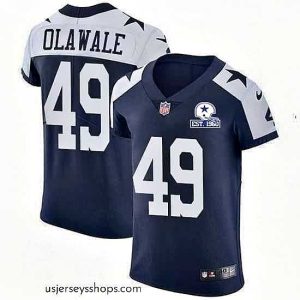 Stunning Nike Cowboys 49 Jamize Olawale Navy Blue Thanksgiving Stitched With Established In 1960 Patch NFL Vapor Untouchable Throwback Elite Jersey