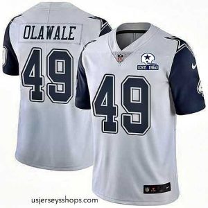 Magnificent Nike Cowboys 49 Jamize Olawale White Stitched With Established In 1960 Patch NFL Limited Rush Jersey