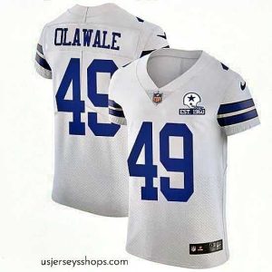 Exquisite Nike Cowboys 49 Jamize Olawale White Stitched With Established In 1960 Patch NFL New Elite Jersey