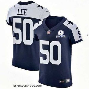 Exquisite Nike Cowboys 50 Sean Lee Navy Blue Thanksgiving Stitched With Established In 1960 Patch NFL Vapor Untouchable Throwback Elite Jersey