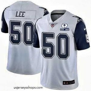 Enchanting Nike Cowboys 50 Sean Lee White Stitched With Established In 1960 Patch NFL Limited Rush Jersey
