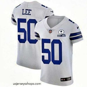 Captivating Nike Cowboys 50 Sean Lee White Stitched With Established In 1960 Patch NFL New Elite Jersey