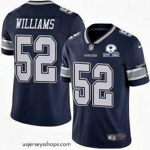 Glamorous Nike Cowboys 52 Connor Williams Navy Blue Team Color Stitched With Established In 1960 Patch NFL Vapor Untouchable Limited Jersey