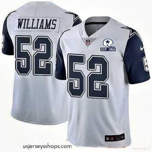 Glamorous Nike Cowboys 52 Connor Williams White Stitched With Established In 1960 Patch NFL Limited Rush Jersey
