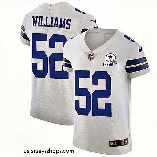 Glamorous Nike Cowboys 52 Connor Williams White Stitched With Established In 1960 Patch NFL New Elite Jersey