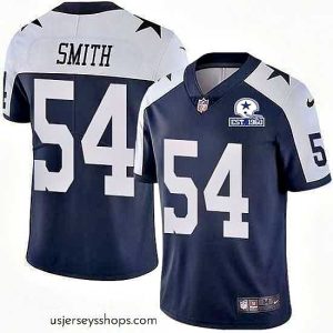 Glamorous Nike Cowboys 54 Jaylon Smith Navy Blue Thanksgiving Stitched With Established In 1960 Patch NFL Vapor Untouchable Limited Throwback Jersey