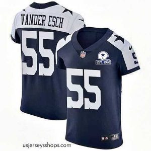 Captivating Nike Cowboys 55 Leighton Vander Esch Navy Blue Thanksgiving Stitched With Established In 1960 Patch NFL Vapor Untouchable Throwback Elite Jersey