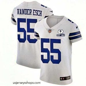 Magnificent Nike Cowboys 55 Leighton Vander Esch White Stitched With Established In 1960 Patch NFL New Elite Jersey