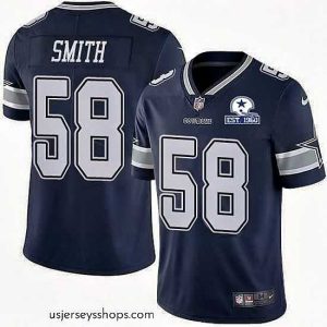 Enchanting Nike Cowboys 58 Aldon Smith Navy Blue Team Color Stitched With Established In 1960 Patch NFL Vapor Untouchable Limited Jersey