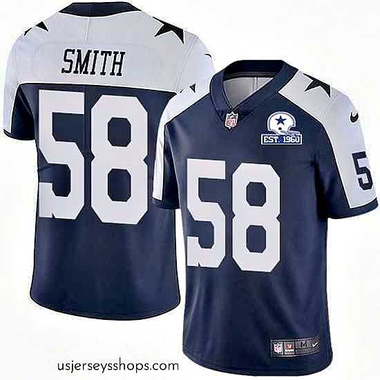 Breathtaking Nike Cowboys 58 Aldon Smith Navy Blue Thanksgiving Stitched With Established In 1960 Patch NFL Vapor Untouchable Limited Throwback Jersey