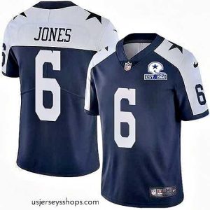 Stunning Nike Cowboys 6 Chris Jones Navy Blue Thanksgiving Stitched With Established In 1960 Patch NFL Vapor Untouchable Limited Throwback Jersey