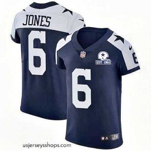 Stunning Nike Cowboys 6 Chris Jones Navy Blue Thanksgiving Stitched With Established In 1960 Patch NFL Vapor Untouchable Throwback Elite Jersey