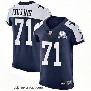 Exquisite Nike Cowboys 71 La 27el Collins Navy Blue Thanksgiving Stitched With Established In 1960 Patch NFL Vapor Untouchable Throwback Elite Jersey