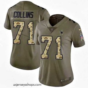 Captivating Nike Cowboys #71 La el Collins Olive Camo Womens Stitched NFL Limited 2017 Salute to Service Jersey
