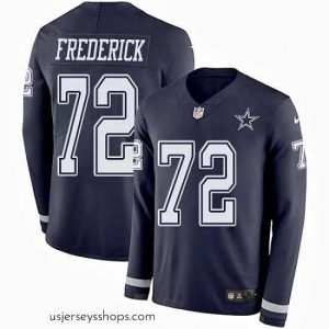 Alluring Nike Cowboys #72 Travis Frederick Navy Blue Team Color Stitched NFL Limited Therma Long Sleeve Jersey