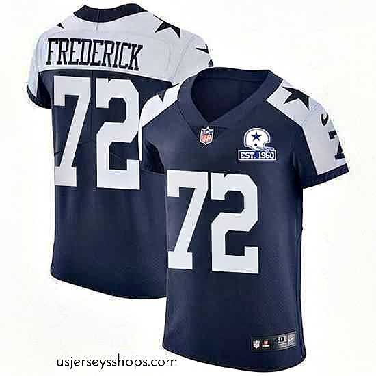 Alluring Nike Cowboys 72 Travis Frederick Navy Blue Thanksgiving Stitched With Established In 1960 Patch NFL Vapor Untouchable Throwback Elite Jersey