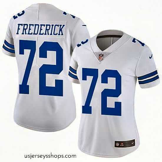 Stellar Nike Cowboys #72 Travis Frederick White Womens Stitched NFL Vapor Untouchable Limited Jersey