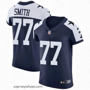 Exquisite Nike Cowboys #77 Tyron Smith Navy Blue Thanksgiving Mens Stitched NFL Vapor Untouchable Throwback Elite Jersey