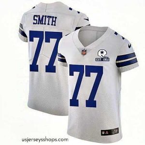 Alluring Nike Cowboys 77 Tyron Smith White Stitched With Established In 1960 Patch NFL New Elite Jersey