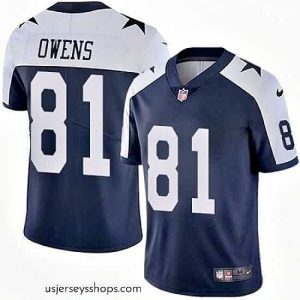 Magnificent Nike Cowboys #81 Terrell Owens Navy Blue Thanksgiving Mens Stitched NFL Vapor Untouchable Limited Throwback Jersey