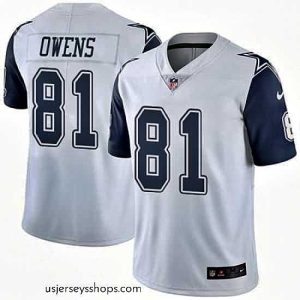 Alluring Nike Cowboys #81 Terrell Owens White Mens Stitched NFL Limited Rush Jersey