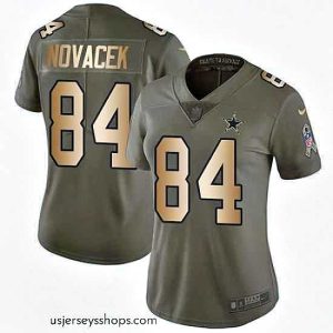 Stellar Nike Cowboys #84 Jay Novacek Olive Gold Womens 2017 Salute to Service NFL Limited Jersey