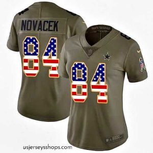Breathtaking Nike Cowboys #84 Jay Novacek Olive USA Womens Flag 2017 Salute to Service NFL Limited Jersey