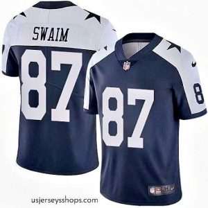 Magnificent Nike Cowboys #87 Geoff Swaim Navy Blue Thanksgiving Stitched NFL Vapor Untouchable Limited Throwback Jersey