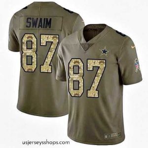 Sensational Nike Cowboys #87 Geoff Swaim Olive Camo Stitched NFL Limited 2017 Salute To Service Jersey