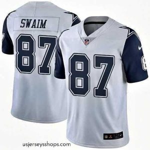 Alluring Nike Cowboys #87 Geoff Swaim White Stitched NFL Limited Rush Jersey