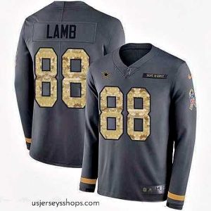 Glamorous Nike Cowboys 88 CeeDee Lamb Anthracite Salute to Service Stitched NFL Limited Therma Long Sleeve Jersey