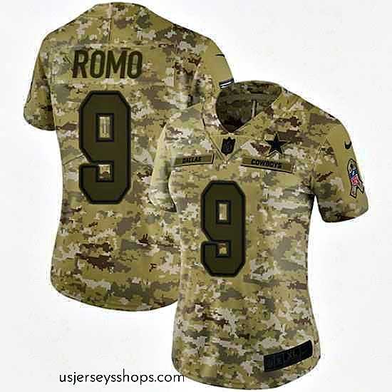 Sensational Nike Cowboys #9 Tony Romo Camo Stitched NFL Limited 2018 Salute to Service Jersey