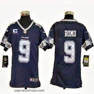 Stunning Nike Cowboys #9 Tony Romo Navy Blue Team Color With C Patch Stitched NFL Elite Jersey