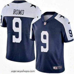 Magnificent Nike Cowboys #9 Tony Romo Navy Blue Thanksgiving Mens Stitched NFL Vapor Untouchable Limited Throwback Jersey