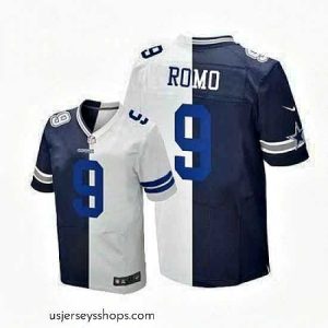 Magnificent Nike Cowboys #9 Tony Romo Navy Blue White Mens Stitched NFL Elite Split Jersey