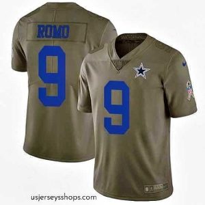 Exquisite Nike Cowboys #9 Tony Romo Olive Mens Stitched NFL Limited 2017 Salute To Service Jersey