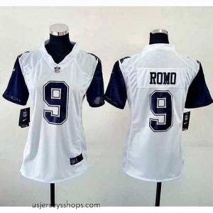 Stellar Nike Cowboys #9 Tony Romo White Womens Stitched NFL Elite Rush Jersey