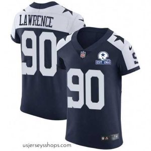 Enchanting Nike Cowboys 90 DeMarcus Lawrence Navy Blue Thanksgiving Stitched With Established In 1960 Patch NFL Vapor Untouchable Throwback Elite Jersey