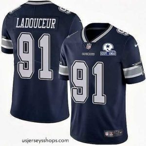 Exquisite Nike Cowboys 91 L P  Ladouceur Navy Blue Team Color Stitched With Established In 1960 Patch NFL Vapor Untouchable Limited Jersey